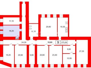 Комната 18.2 м² в 9-комн. кв. 1/4 этаж