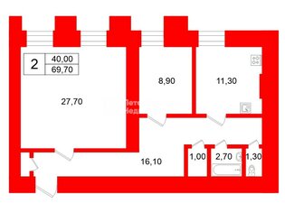  Квартира 69.7 кв.м. у метро Адмиралтейская