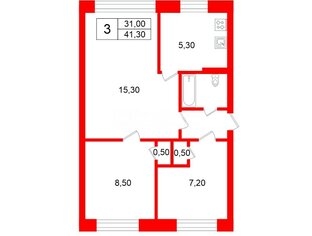 3-комн. кв. 41.3 м² 2/5 этаж