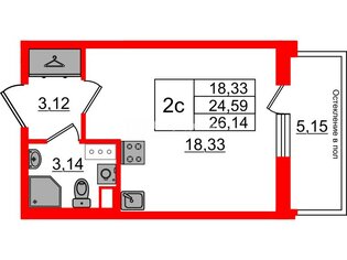Студия 24.59 м² 8/12 этаж