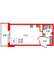 Студия 23.8 м² 7/12 этаж