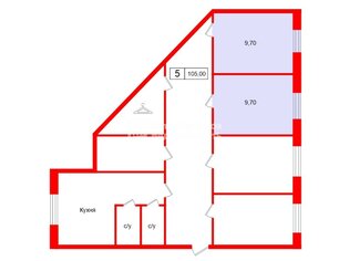 Комната 19.4 м² в 5-комн. кв. 1/5 этаж