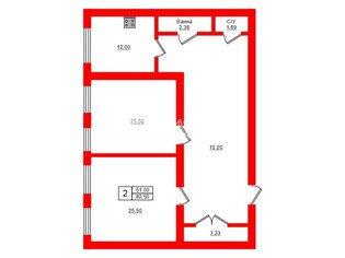 2-комн. кв. 82.5 м² 2/4 этаж