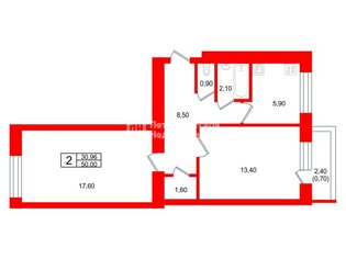  Квартира 50 кв.м. у метро Гражданский Проспект