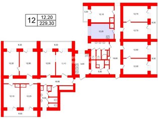 Комната 12.2 м² в 12-комн. кв. 7/15 этаж