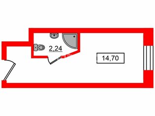 Студия 14.7 м² 7/14 этаж