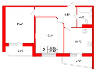 2-комн. кв. 61.6 м² 20/20 этаж