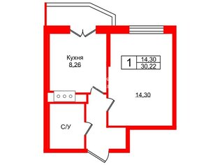 1-комн. кв. 30.22 м² 8/14 этаж