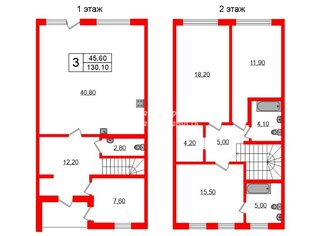 3-комн. кв. 130.1 м² 1/3 этаж