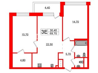 2-комн. кв. 68.7 м² 10/10 этаж