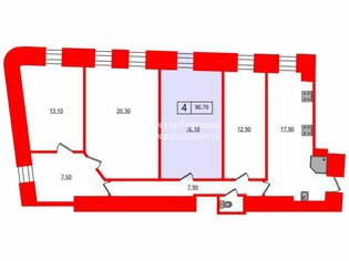 Комната 16.1 м² в 4-комн. кв. 3/7 этаж