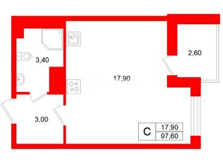 Студия 24.3 м² 4/8 этаж