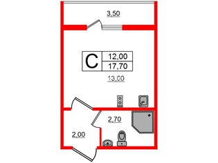 Студия 17.7 м² 15/24 этаж