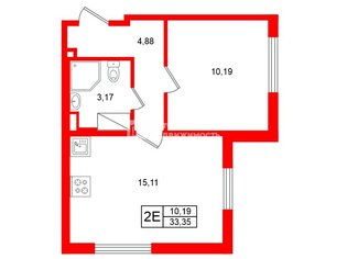  Квартира 33.3 кв.м. у метро Академическая
