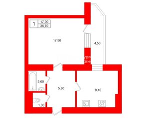 1-комн. кв. 36.7 м² 14/17 этаж
