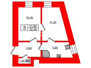 2-комн. кв. 32.3 м² 3/5 этаж