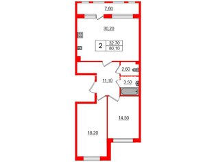 2-комн. кв. 80.1 м² 2/10 этаж