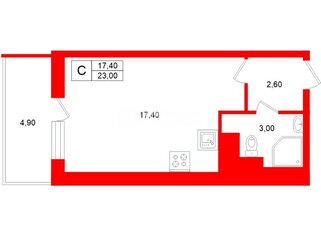 Студия 23 м² 2/24 этаж
