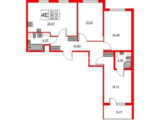  Квартира 78.6 кв.м. у метро Автово