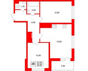 2-комн. кв. 52.8 м² 12/12 этаж