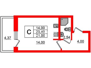 Студия 20.4 м² 7/17 этаж