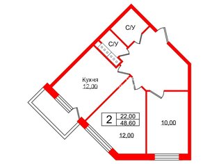 2-комн. кв. 48.6 м² 13/15 этаж