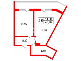 1-комн. кв. 45.9 м² 2/9 этаж