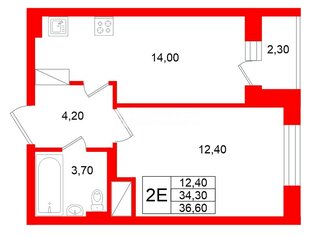 1-комн. кв. 34.3 м² 4/23 этаж