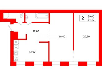  Квартира 71.1 кв.м. у метро Площадь Восстания