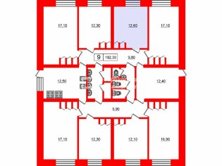 Комната 12.6 м² в 8-комн. кв. 8/9 этаж