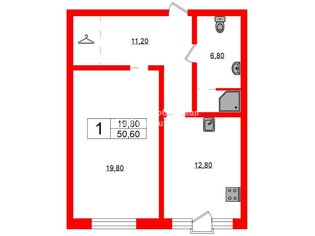 1-комн. кв. 50.6 м² 4/5 этаж