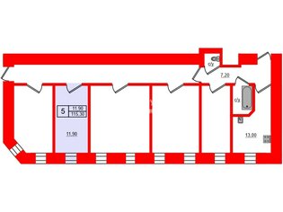 Комната 11.9 м² в 5-комн. кв. 2/6 этаж