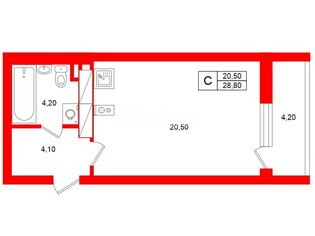  Студия 28.8 кв.м. у метро Юго-западная (2015)
