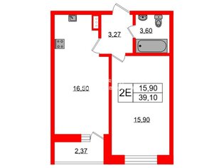 1-комн. кв. 39.1 м² 10/18 этаж