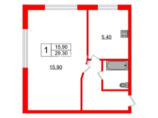 1-комн. кв. 29.3 м² 1/3 этаж