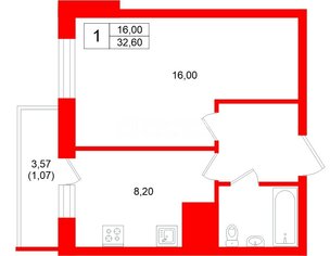 1-комн. кв. 32 м² 17/25 этаж