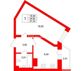 1-комн. кв. 34.6 м² 14/15 этаж