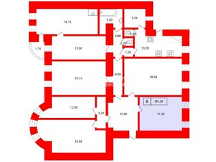 Комната 17.2 м² в 6-комн. кв. 4/6 этаж