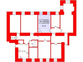 Комната 26.4 м² в 6-комн. кв. 5/6 этаж