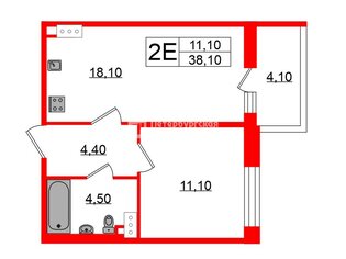 1-комн. кв. 38.1 м² 6/9 этаж