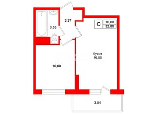 1-комн. кв. 32.8 м² 3/20 этаж