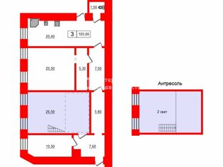 Комната 26.5 м² в 3-комн. кв. 4/5 этаж