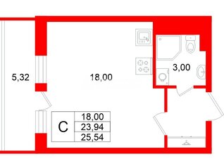 Студия 23 м² 10/12 этаж