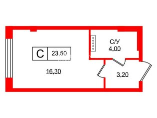 Студия 23.5 м² 6/14 этаж