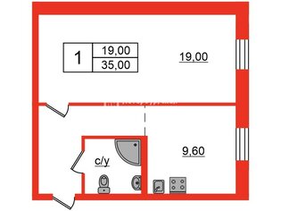 1-комн. кв. 35 м² 1/3 этаж