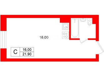 Студия 21.9 м² 2/4 этаж