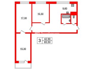 3-комн. кв. 65.5 м² 5/9 этаж