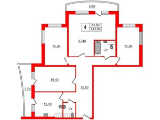 4-комн. кв. 143 м² 11/25 этаж