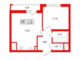  Квартира 37 кв.м. у метро Приморская