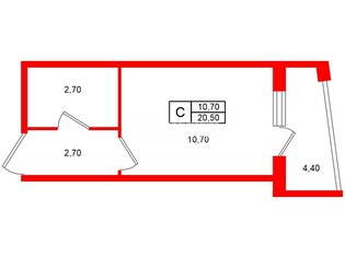 Студия 20.5 м² 5/11 этаж
